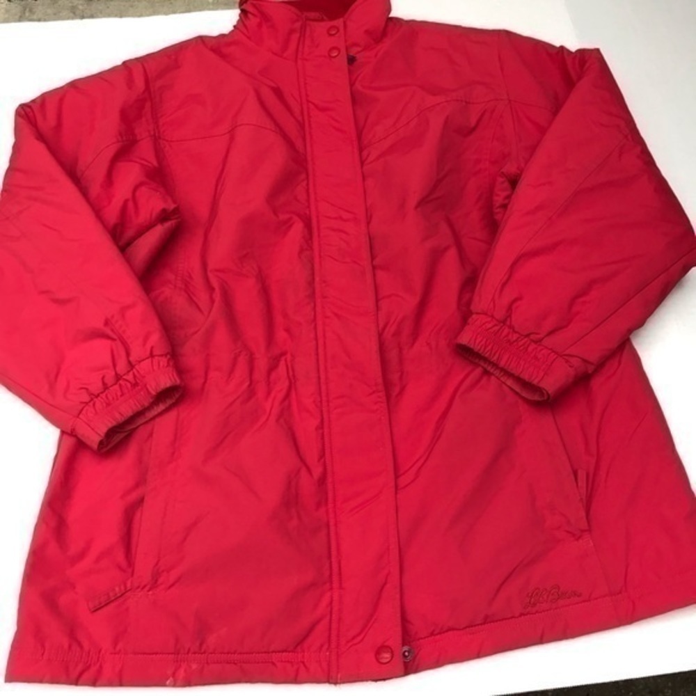 L.L.Bean quilted lined parka coat women’s L coral - Picture 1 of 8